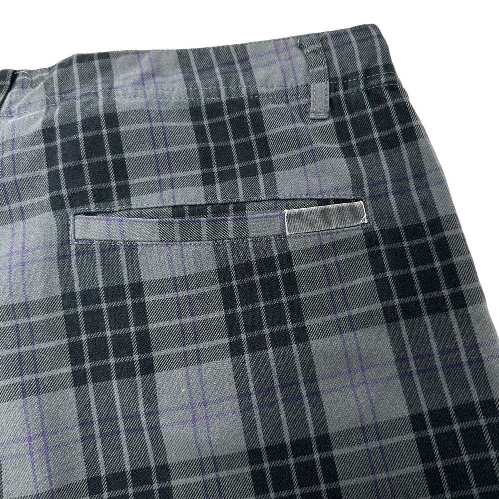 DC Mens Chino Shorts Gray Black Purple Plaid Flat Front Casual Pockets 34 *FLAW* - Picture 7 of 16
